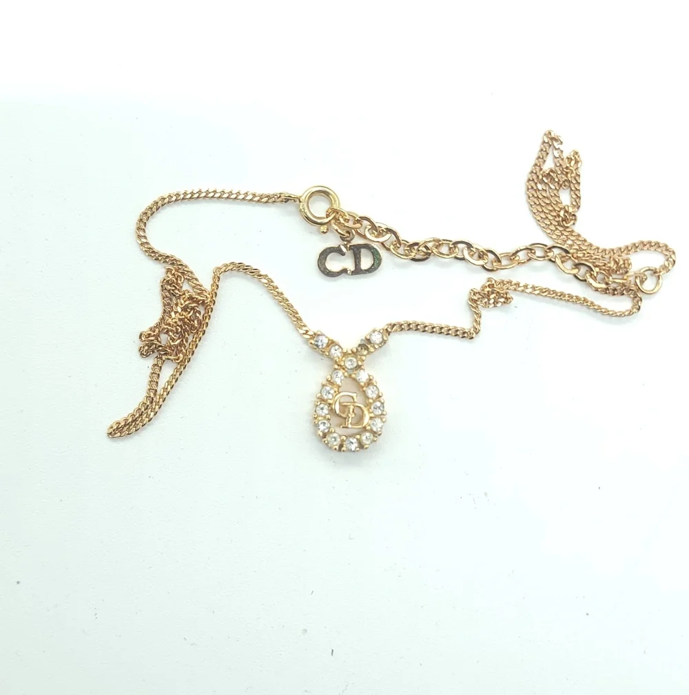 Dior Gold Necklace with Crystal Accents
